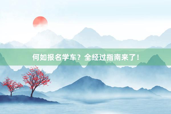 何如报名学车？全经过指南来了！
